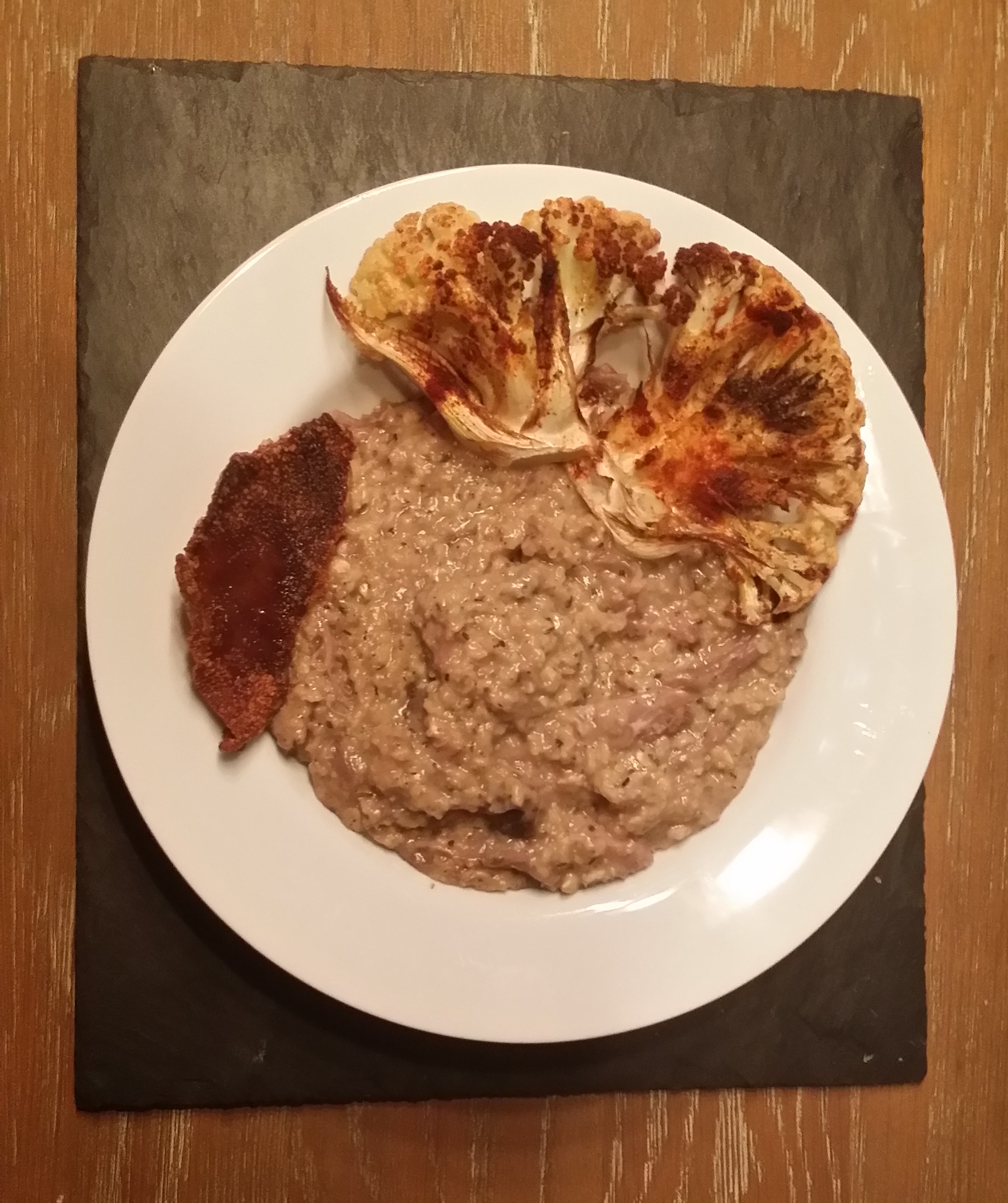 Grewel forced with roast cauliflower